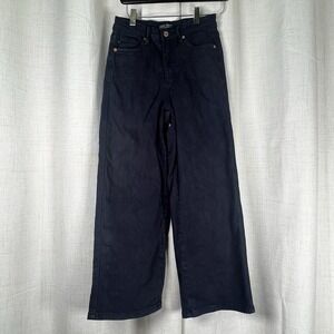 Judy Blue High Rise Cropped Wide Leg Jeans Size 1/25 Black Denim Tummy Control